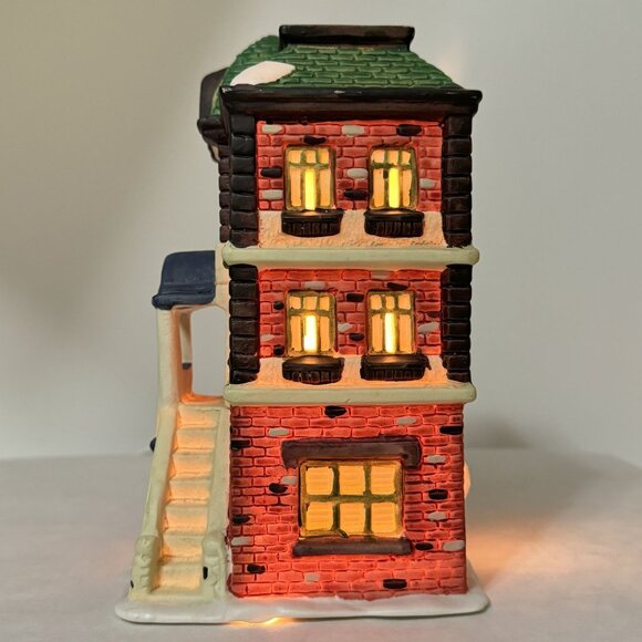 Vintage Holiday Expressions Illuminated Ceramic Schoolhouse Dual Stairs 7.5" - Picture 3 of 14